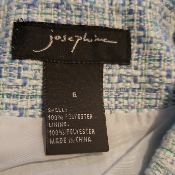 Josephine Blue & White Tweed Pencil Skirt Lined Back Zip Size 6 EUC - Picture 6 of 7